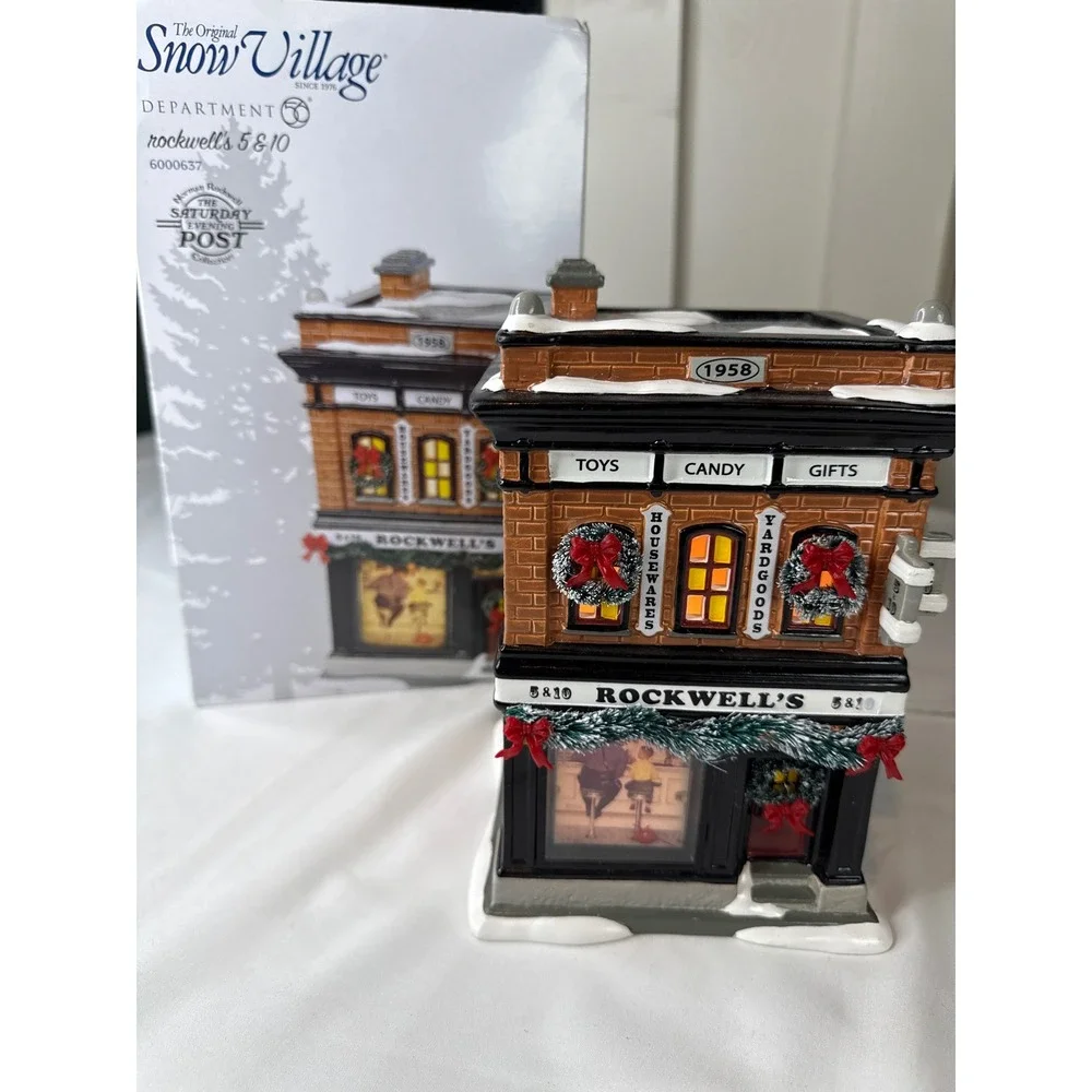 Dept 56 Snow Village Rockwell's 5 & 10 Saturday Evening Post 6000637 Boxed